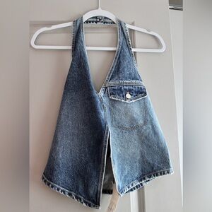 Asymmetric Zara TRF Denim Top